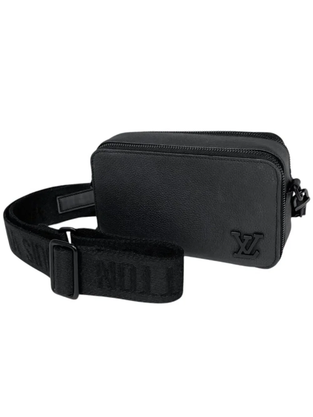 Louis Vuitton Alpha Wearable Wallet Shoulder Bag LV Aerogram Leather Noir